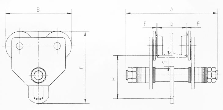 GCT型0.5-10噸手推單軌小車結構圖